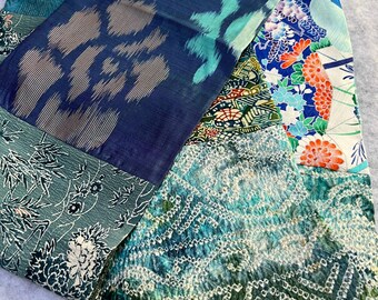 green-turquoise silk kimono infinity scarf
