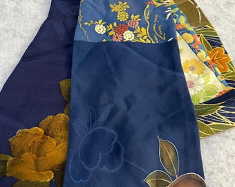 Pañuelo kimono de seda azul, verde y dorado