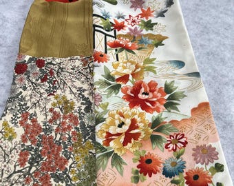 Bufanda de kimono de seda japonesa en tonos otoñales. ENVÍO GRATUITO A EE. UU.