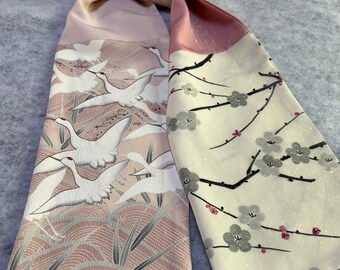 cherry blossom pink and white silk kimono scarf