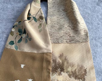 pañuelo kimono de seda color beige neutro