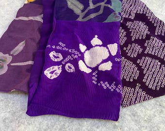 Bufanda kimono de seda con estampado floral morado