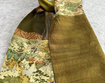 pañuelo kimono de seda color oliva