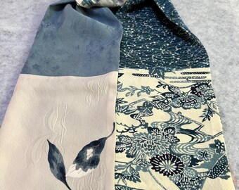 Unisex blue-grey kimono silk scarf