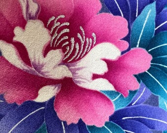 Peony blossoms silk kimono scarf