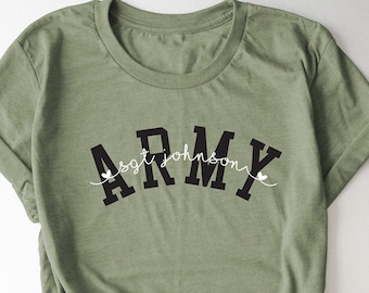 Army shirt with name, personalized army shirt, army shirt for wife, army shirt for girlfriend, army shirt for mom, custom army shirt