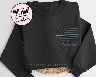 Puff Print Military Support Shirt, Custom Embossed Thin Green Line Shirt, Military Wife Shirt, Military Family Shirt, Thin Green Line Gift