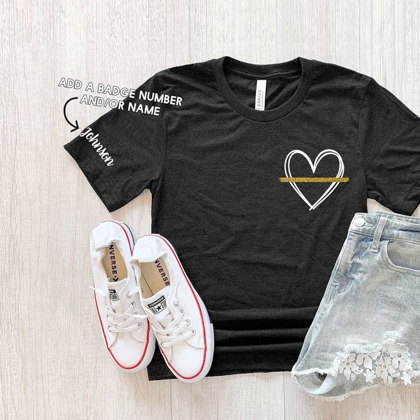 Dispatcher Support T-Shirt, Dispatch Thin Gold Line T-Shirt, Dispatcher Heart T-Shirt, Dispatcher T-Shirt with Name, Dispatcher Wife Gift