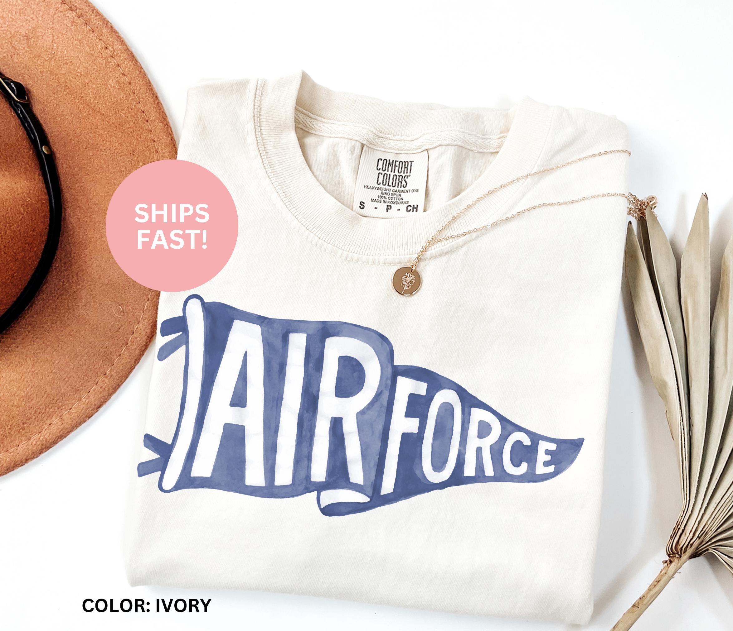 Air Force Pennant Flag T-Shirt, Comfort Colors Air Force Shirt, Gift for Air Force Wife, Gift for Air Force Mom, Air Force Dad