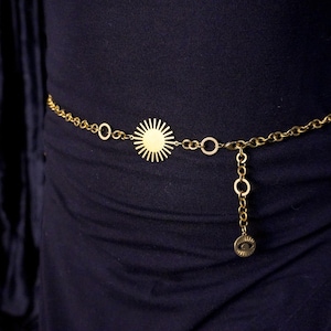 SUN Celestial Waist Chain / Brass - Belly Jewelry - Golden Body Chain- beach fashion- renaissance faire costume