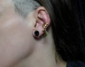 Brass Artemis Earcuff: Golden Crescent Moon Clip-On Earring last minute gift