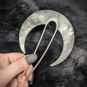 Nickel Silver Moon Hair Fork: Halo Fantasy Bun Holder