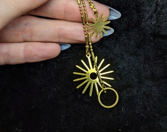 3 Sun Apollo Brass Dangle Earcuff