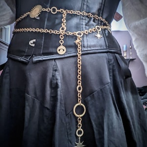 STAR Golden Waist Chain / Brass - waist, body, costumes, cosplay, beach, weddings, fairy events, corsets, Renaissance fair, custom sizing.