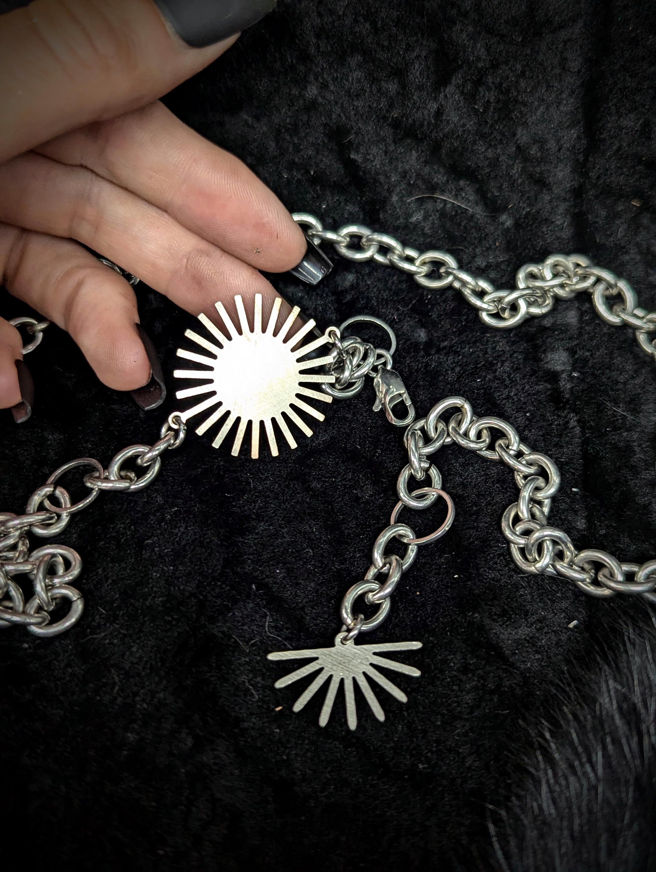 SUN Waist Chain / Stainless steel / silver sun belly chain body chain silver sun and star belly chain bikini jewelry fairy costume jewelry