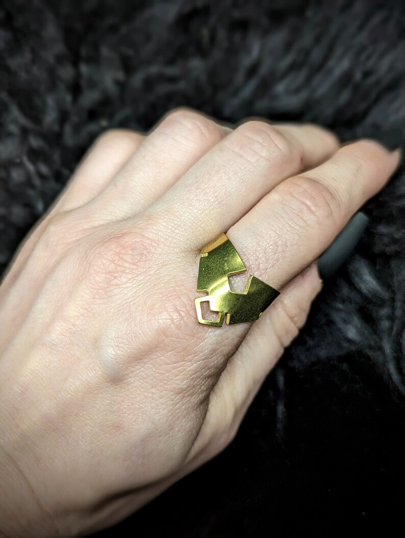 CHEVRON Brass Adjustable Ring image 2