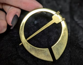 NORSE Cloak-Pin / Brass / scarf pin golden cloak broach renissance faire costume cloak clasp gold cloak pin golden cloak clasp