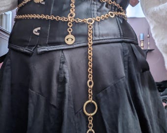 Handmade Brass Star Waist Chain - Belly Dance, Cosplay, renaissance faire corset jewelry belly dance