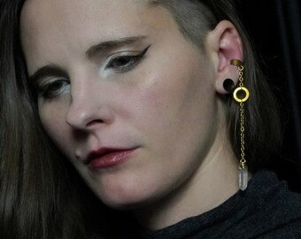 Quartz Brass Dangle Earcuff