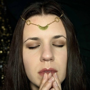 DIANA Circlet / Brass / fantasy head band fairy costume jewelry golden circlet gold headpieceforehead jewelry moon circlet crescent moon