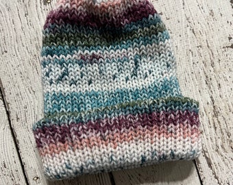 Knit Beanie- Blue, Pink, White, Green- Adult