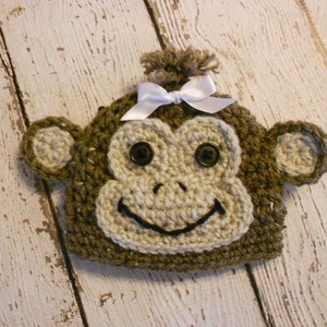 Crochet Monkey Hat-Newborn to Adult-Photo Prop