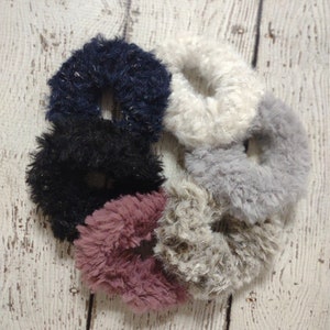 Crochet Faux Fur Scrunchies-set of 6