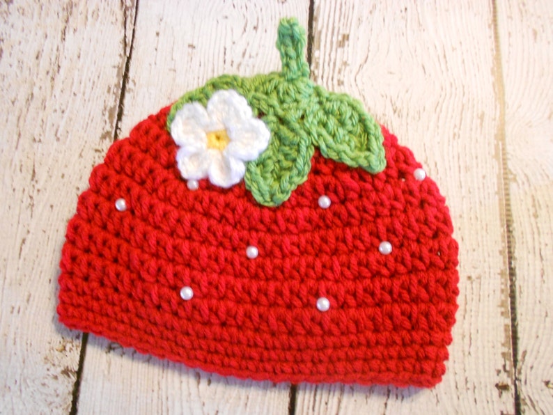 Crochet Strawberry Hatnewborn to 3T Etsy