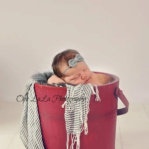 Crochet Bow Headband-Newborn to adult- Heather Grey
