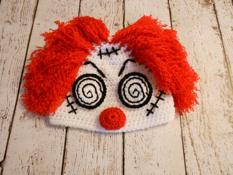 Crochet Hypnotic Clown Hat Halloween Hat Newborn to Adult