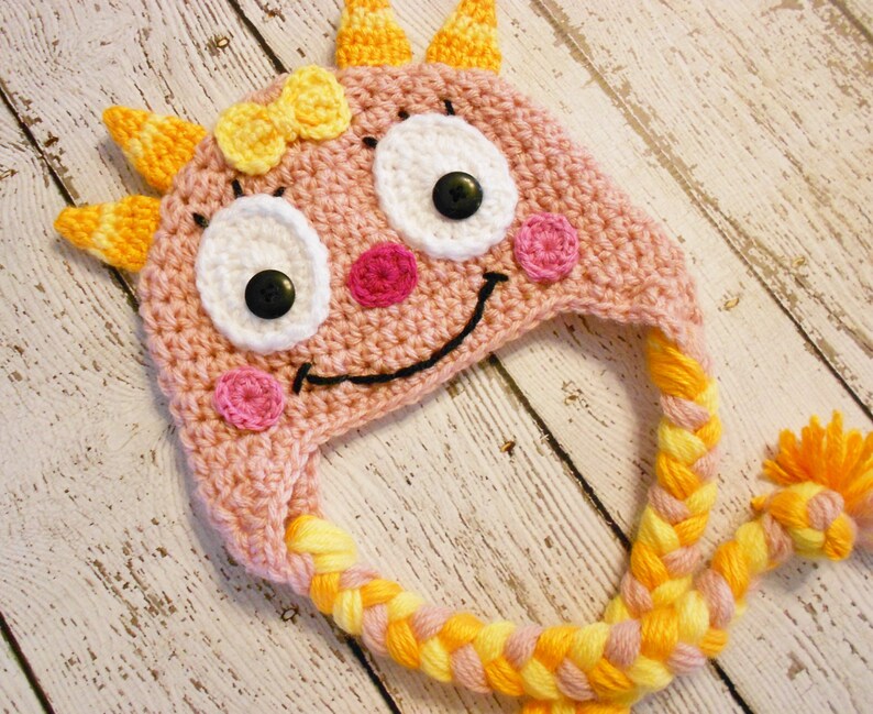Crochet Girl Monster Hat Newborn to Adult Etsy