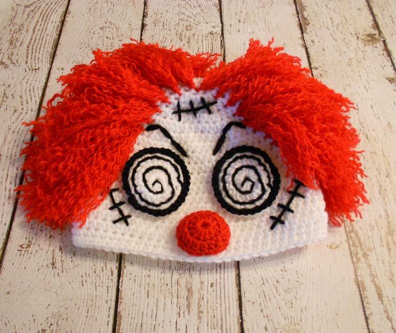 Crochet Hypnotic Clown Hat Halloween Hat Newborn to Adult