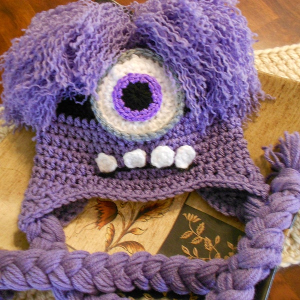 Crochet Evil Minion Hat-Newborn to Adult-Purple