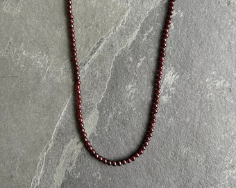 Garnet Bead Necklace, Mm Red Gemstone Jewelry, Handmade Natural