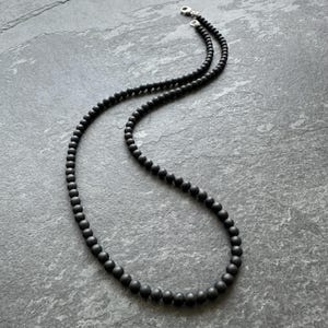 Grade AAA 4mm Matte Black Onyx Bead Necklace, Men&#39;s Necklace, Men&#39;s Bead Necklace, Onyx Beaded Necklace, Mens Jewelry, Gifts for Men