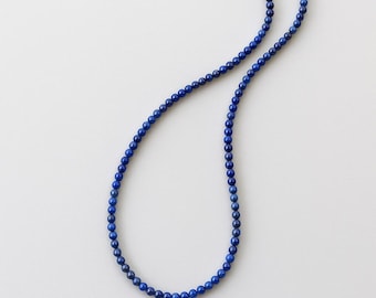 4mm Blue Lapis Lazuli Bead Necklace, Lapis Lazuli Beaded Necklace, Lapis Beaded Gemstone, Men's Necklace, Lapis Lazuli Jewelry
