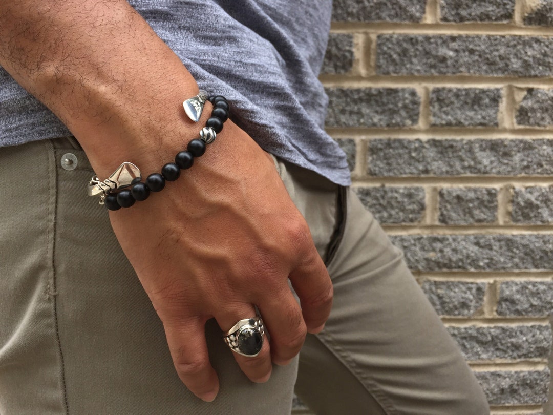 Matte Onyx Bead Bracelet, Men's Bracelet, Men's Jewelry