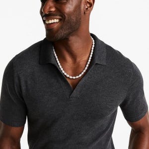 Men&#39;s Baroque Pearl Necklace: Handmade Beaded Jewelry, Sterling Silver or Gold Filled