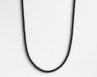 Collar de cuentas de ónix negro de 4 mm: joyería minimalista con piedras preciosas