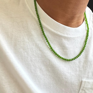 4mm Jade Bead Necklace, Mens Jewelry, Jade Necklace, Jade Beaded Necklace, Beaded Necklace for Men, Gift for Men, Mens Gemstone Necklace