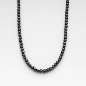 Lava Bead Necklace, 4 mm Black Volcanic Gemstone Jewelry, Handmade Natural Stone Necklace for Men, Minimalist Beaded Jewelry, Modern Gift