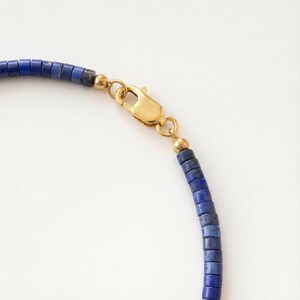 Lapis Lazuli Heishi Bead Necklace: Grade A Blue Stone, Sterling Silver Clasp image 3