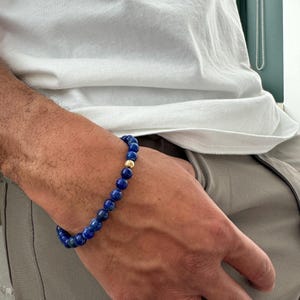 Grade AAA Natural Lapis Lazuli Bracelet, Mens Bracelet, Mens Jewelry, Bead Natural Stone Bracelet, Beaded Bracelets for Men, Gifts for Men