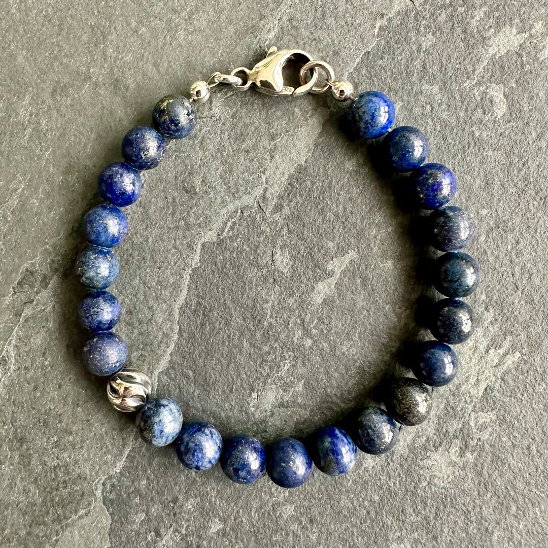 Lapis Lazuli Bead Bracelet, Men's Bracelet, Men's Bead Bracelet, Lapis