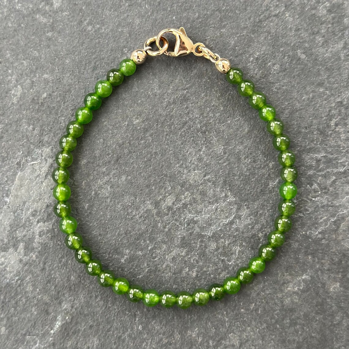 Jade Bead Bracelet, Gold Clasp, Men's Bracelet, Mens Bead Bracelet