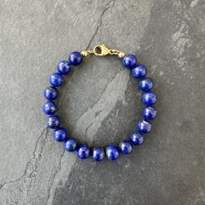 Lapis Beaded Bracelet, AAA Genuine Lapis Bead Bracelet, Lapis Lazuli Round Beads, Men&#39;s Beaded Bracelet, Men&#39;s Jewelry, Mens Bracelet