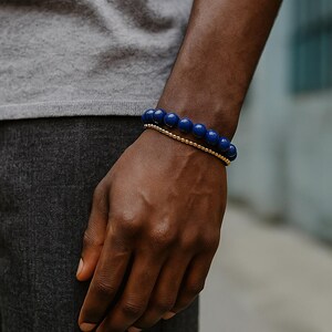Lapis Beaded Bracelet, AAA Genuine Lapis Bead Bracelet, Lapis Lazuli Round Beads, Men&#39;s Beaded Bracelet, Men&#39;s Jewelry, Mens Bracelet