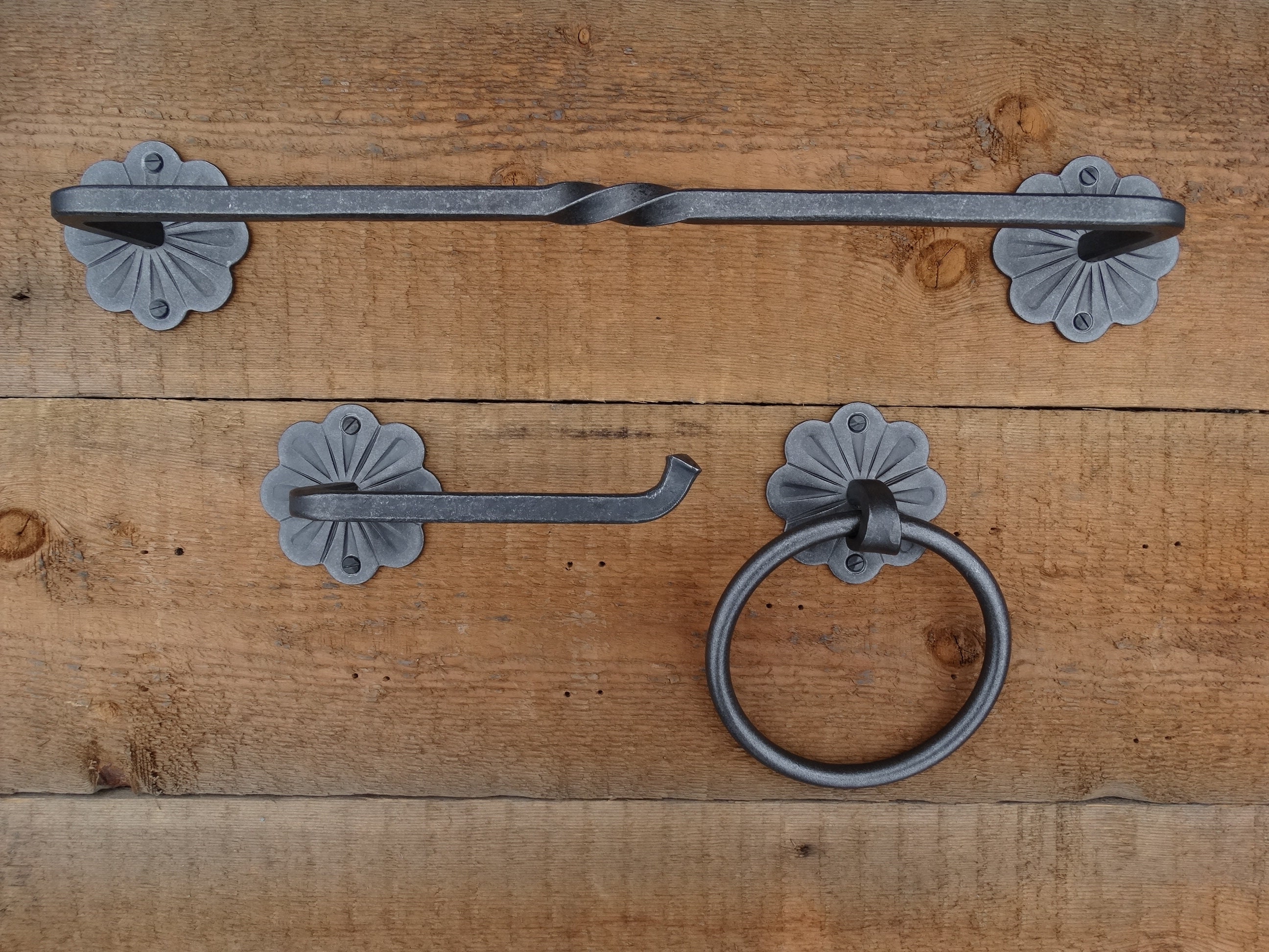 Iron Bathroom Set Of 3 Victorian Style Hand Forged Wrought