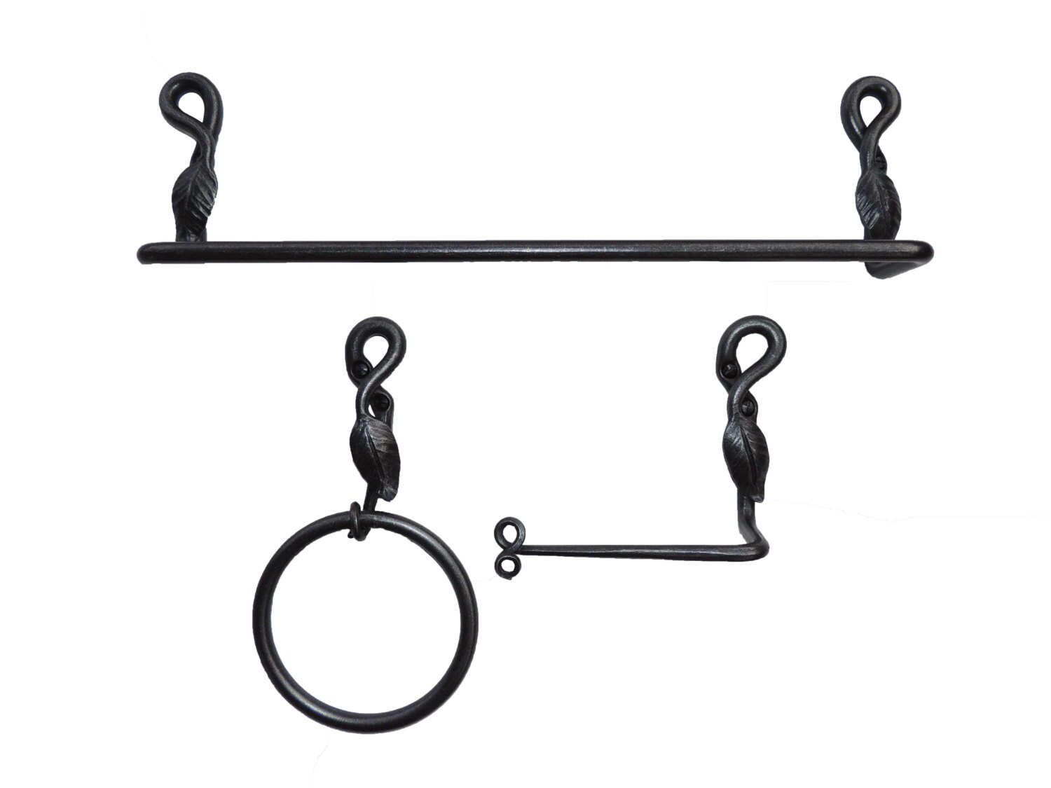 Wrought Iron Bathroom Accessories Leaf Set of 3 Etsy UK