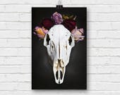 life and death - deer skull and dried flowers